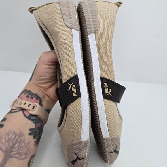 vintage Puma | sneakerina tan canvas sporty balletcore mary jane flats | WMS 8 - Picture 10 of 11